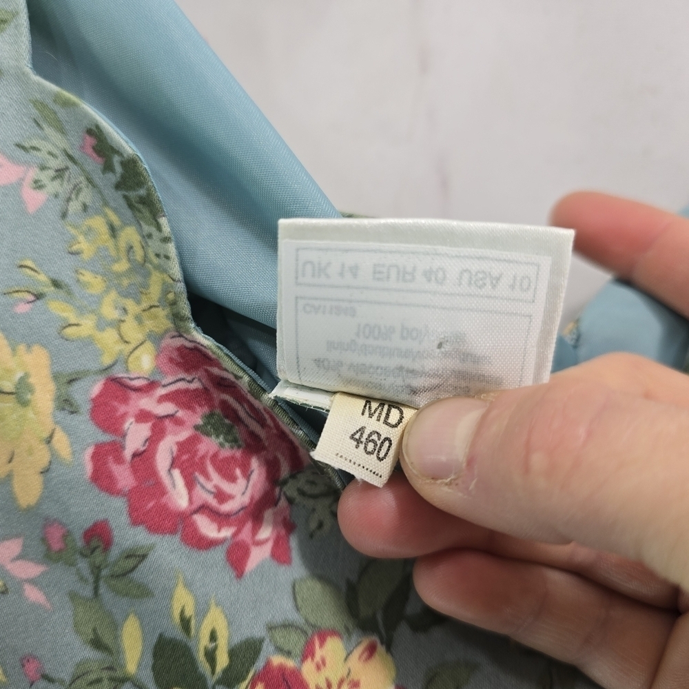 Laura Ashley Dress Womens 6 Small Floral Blue Pink Sheath Tank Scalloped Garden - Picture 13 of 14